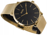 Hugo Boss Horizon Quartz Black Dial Gold Mesh Bracelet Watch For Men - HB1513735