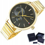 Tommy Hilfiger Brooke Black Dial Gold Steel Strap Watch for Women  - 1782019