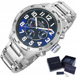 Tommy Hilfiger Trent Quartz Blue Dial Silver Steel Strap Watch for Men - 1791053