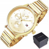 Tommy Hilfiger Blake White Dial Gold Steel Strap Watch for Women - 1781905