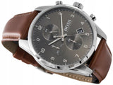 Hugo Boss Skymaster Grey Dial Brown Leather Strap Watch for Men - 1513787