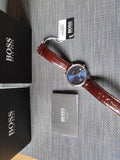 Hugo Boss Corporal Blue Dial Brown Leather Strap Watch for Men - 151363