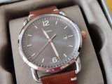 Fossil Commuter Grey Dial Brown Leather Strap Watch for Men - FS5417