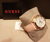 Guess Wonderlust Beige Dial Pink Leather Strap Watch for Women - W1065L1