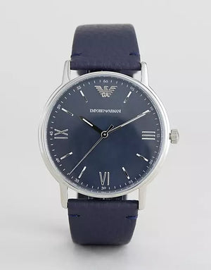 Emporio Armani Kappa Quartz Blue Dial Blue Leather Strap Watch For Women - AR11012
