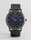 Emporio Armani Luigi Quartz Blue Dial Grey Mesh Bracelet Watch For Men - AR11053