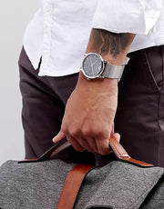 Emporio Armani Luigi Quartz Grey Dial Silver Mesh Bracelet Watch For Men - AR11069