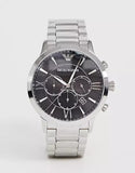 Emporio Armani Giovanni Chronograph Black Dial Silver Steel Strap Watch For Men - AR11208