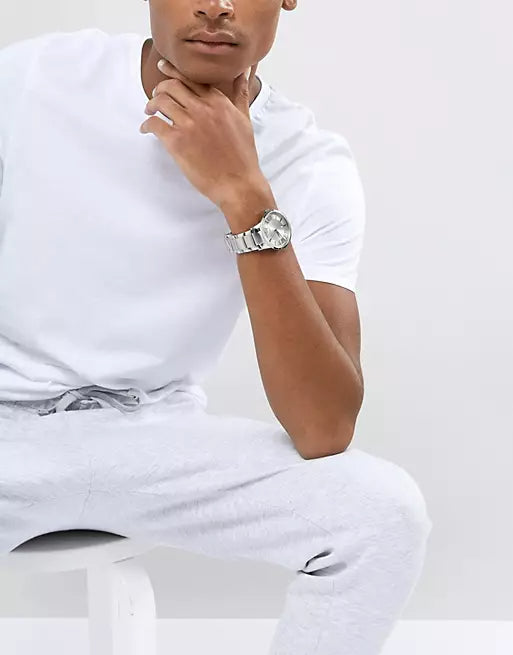 Emporio Armani Classic Quartz Silver Dial Silver Steel Strap Watch For Men
