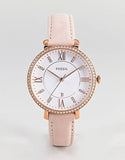 Fossil Jacqueline White Dial Pink Leather Strap Watch for Women - ES4303