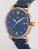 Fossil The Commuter Blue Dial Blue Leather Strap Watch for Men - FS5274