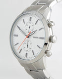 Fossil Townsman White Dial Silver Steel Strap Watch for Men - FS5346