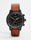 Fossil Goodwin Luggage Chronograph Black Dial Brown Leather Strap Watch for Men - FS5501