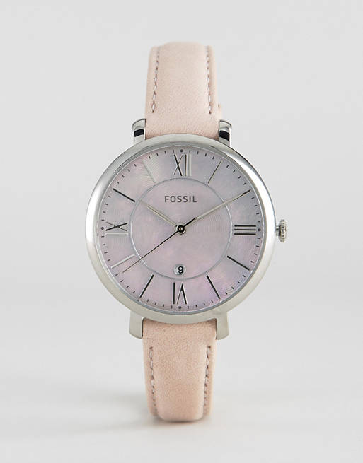 Fossil Jacqueline Blush Mother of Pearl Dial Pink Leather Strap Watch for Women - ES4151