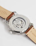 Fossil Grant Automatic Beige Skeleton Dial Brown Leather Strap Watch for Men - ME3099