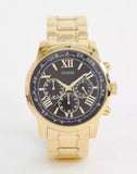 Guess Horizon Chronograph Black Dial Gold Steel Strap Watch For Men - W0379G4