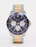 Guess Odyssey Blue Dial Two Tone Steel Strap Watch For Men - W1107G3