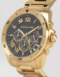 Michael Kors Brecken Chronograph Quartz Black Dial Gold Steel Strap Watch For Men - MK8481