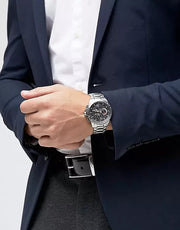 Michael Kors Ryker Chronograph Black Dial Silver Steel Strap Watch For Men - MK8528