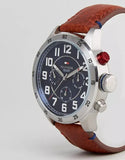 Tommy Hilfiger Trent Quartz Blue Dial Brown Leather Strap Watch for Men - 1791066