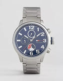 Tommy Hilfiger Jackson Chronograph Blue Dial Silver Steel Strap Watch for Men - 1791242