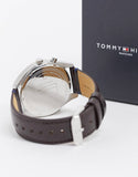 Tommy Hilfiger Deacan Blue Dial Brown Leather Strap Watch for Men - 1791549