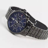 Tommy Hilfiger Kyle Quartz Blue Dial Black Steel Strap Watch for Men - 1791633