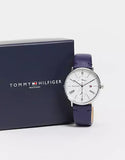 Tommy Hilfiger Jenna White Dial Blue Leather Strap Watch for Women - 1782072