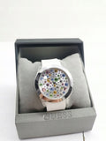 Guess Wanderlust Crystals Silver Dial White Rubber Strap Watch for Women - W1059L1