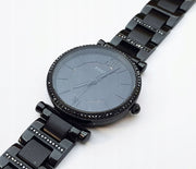 Fossil Carlie Black Dial Black Steel Strap Watch for Women - ES4488