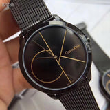 Calvin Klein Minimal Black Dial Black Mesh Bracelet Watch for Men - K3M214X1