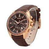 Hugo Boss Driver Chronograph Brown Dial Brown Leather Strap Watch For Men - HB1513093