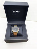 Hugo Boss Horizon Quartz Black Dial Gold Mesh Bracelet Watch For Men - HB1513735