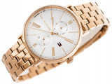 Tommy Hilfiger Jenna Quartz White Dial Rose Gold Steel Strap Watch for Women - 1782070