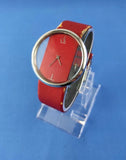 Calvin Klein Glam Transparent Dial Red Leather Strap Watch for Women - K9423144