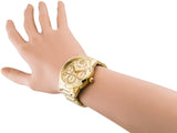 Guess Crystal Multifunction Gold Dial Gold Steel Strap Watch for Women - W0778L2