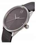 Calvin Klein Grey Dial Black Leather Strap Watch for Women - K2Y2Y1CU