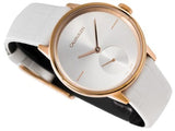 Calvin Klein Accent Silver Dial White Leather Strap Watch for Women - K2Y236K6