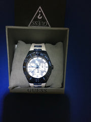 Guess Luna Diamonds White Dial White Rubber Strap Watch for Women - W0653L2