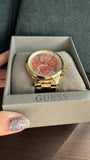 Guess Mini Sunrise Quartz Analog Orange Dial Gold Steel Strap Watch For Women - W0448L7