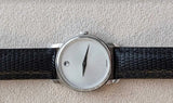 Movado Museum Quartz Silver Dial Black Leather Strap Watch For Men - 2100001