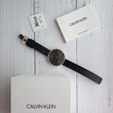 Calvin Klein Full Moon Black Dial Black Leather Strap Watch for Women - K8Y236C1