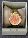 Guess Mini Sunrise Quartz Analog Orange Dial Gold Steel Strap Watch For Women - W0448L7