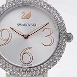 Swarovski Crystal Frost Silver Dial White Leather Strap Watch for Women - 5484070