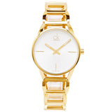 Calvin Klein Stately Silver Dial Gold Steel Strap Watch for Women - K3G23526