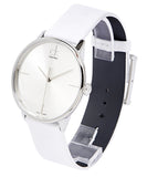 Calvin Klein Accent Silver Dial White Leather Strap Watch for Women - K2Y2X1K6