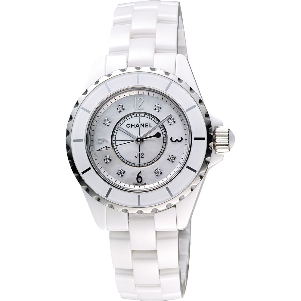 Chanel J12 Diamonds Quartz Ceramic White Dial White Steel Strap Watch for  Women Watch for Women
