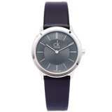 Calvin Klein Minimal Grey Dial Black Leather Strap Watch for Men - K3M221C4