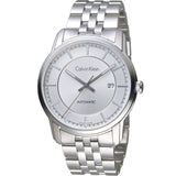 Calvin Klein Infinity Automatic Silver Dial Silver Steel Strap Watch for Men - K5S34146