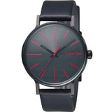 Calvin Klein Boost Black Dial Black Leather Strap Watch for Men - K7Y214CY